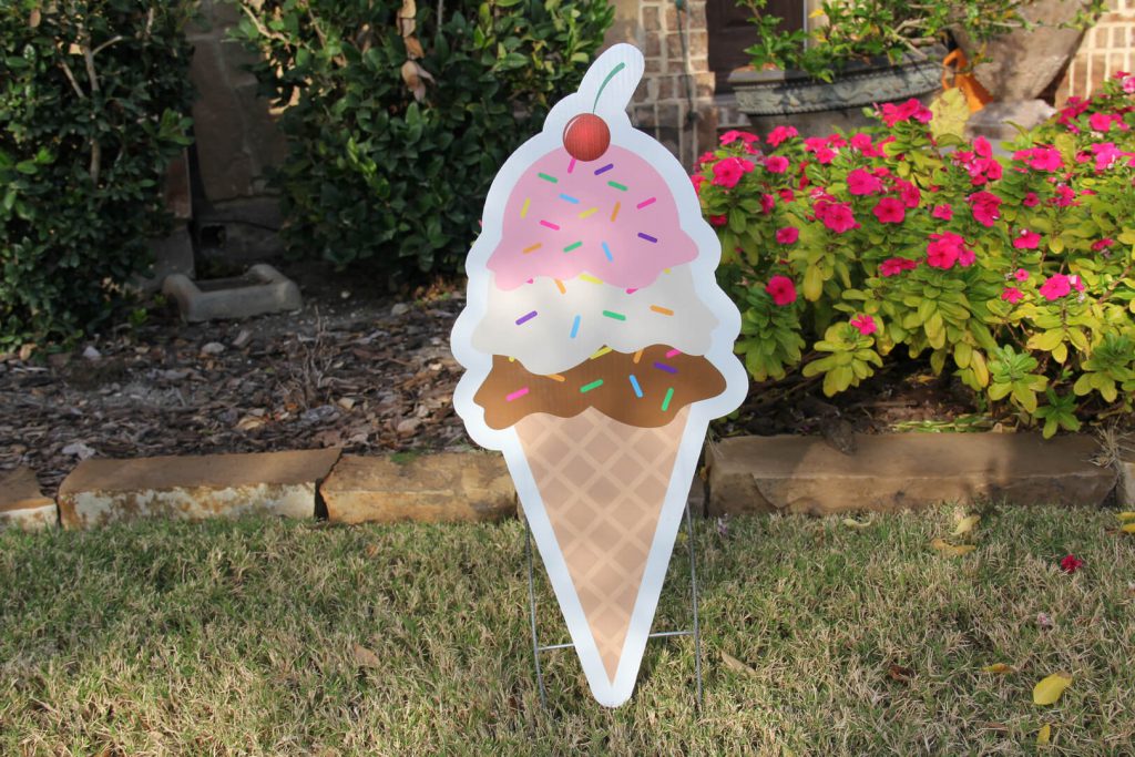 yard sign of ice cream cone