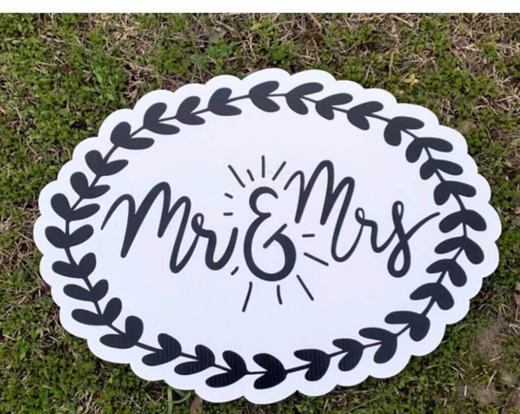 The words "Mr & Mrs"