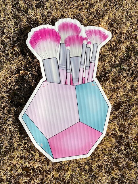 Pink makeup brushes